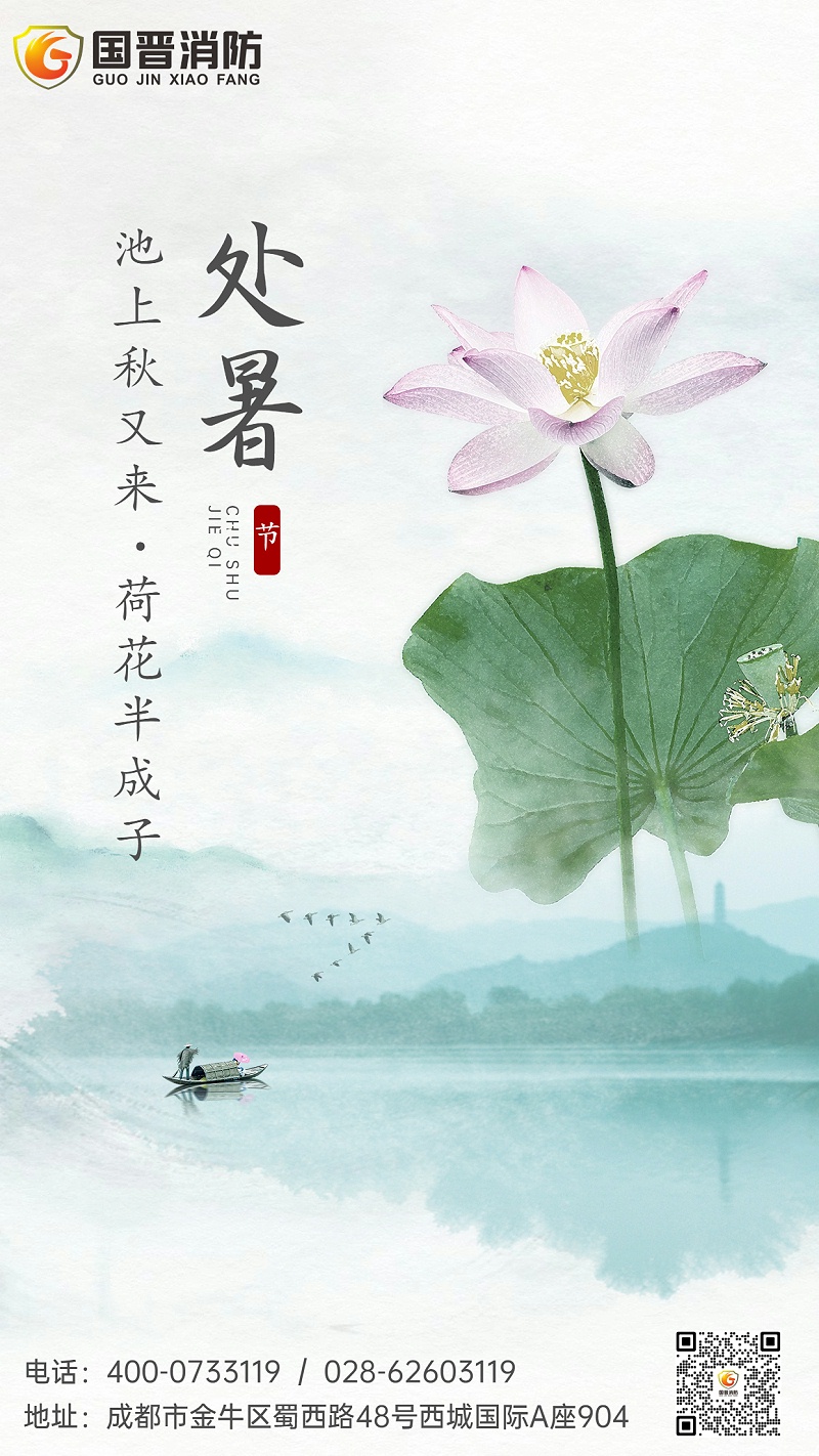 處暑節(jié)氣蓮花秋季水墨手機海報 (1)